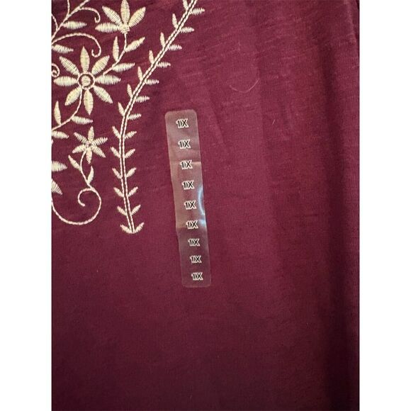 St John's Bay Women's 1X Purple V-Neck Long Sleeve Blouse Casual - Picture 3 of 7